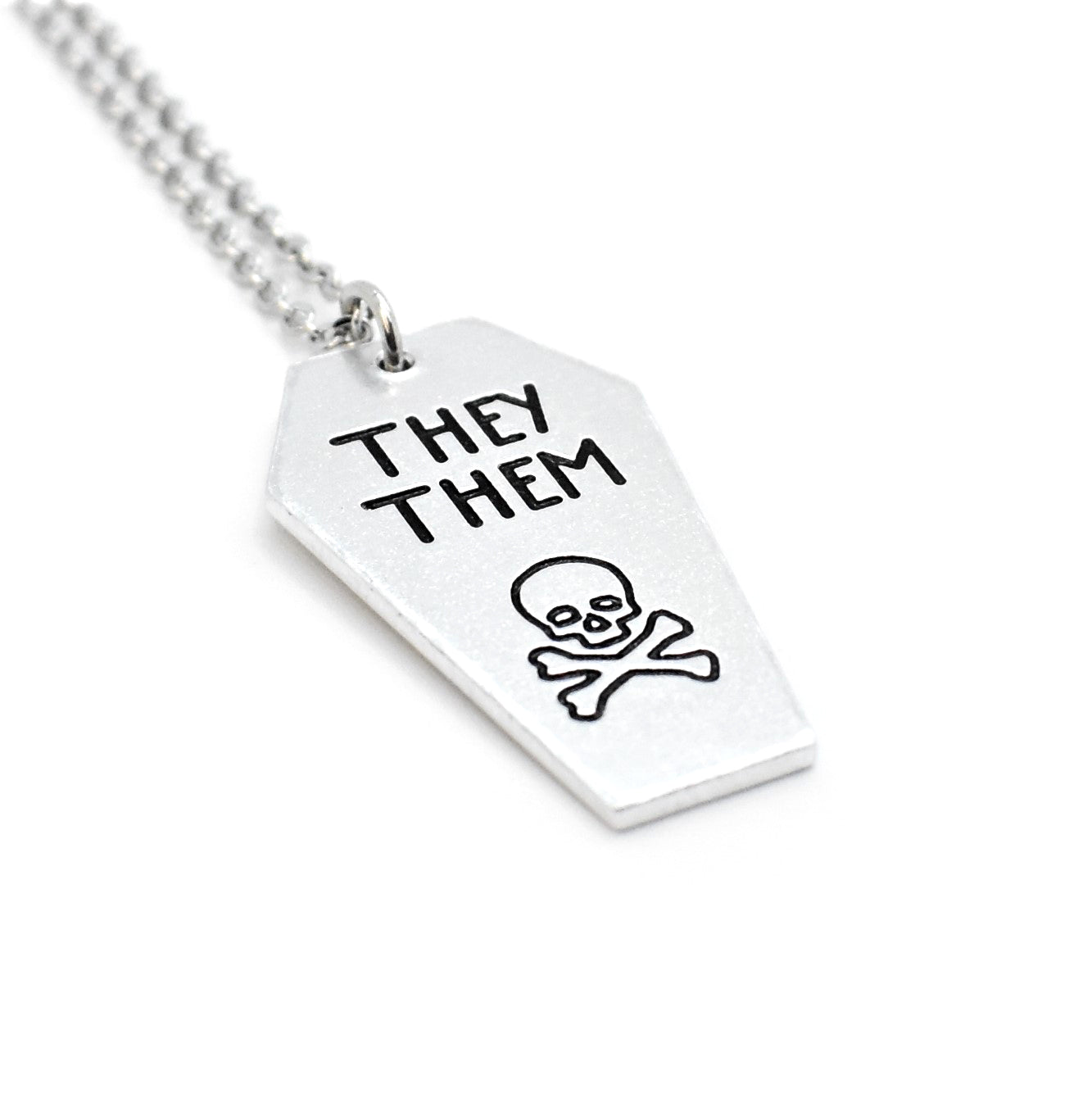 Morbid, Skull and Bones, Pronoun Coffin Necklace