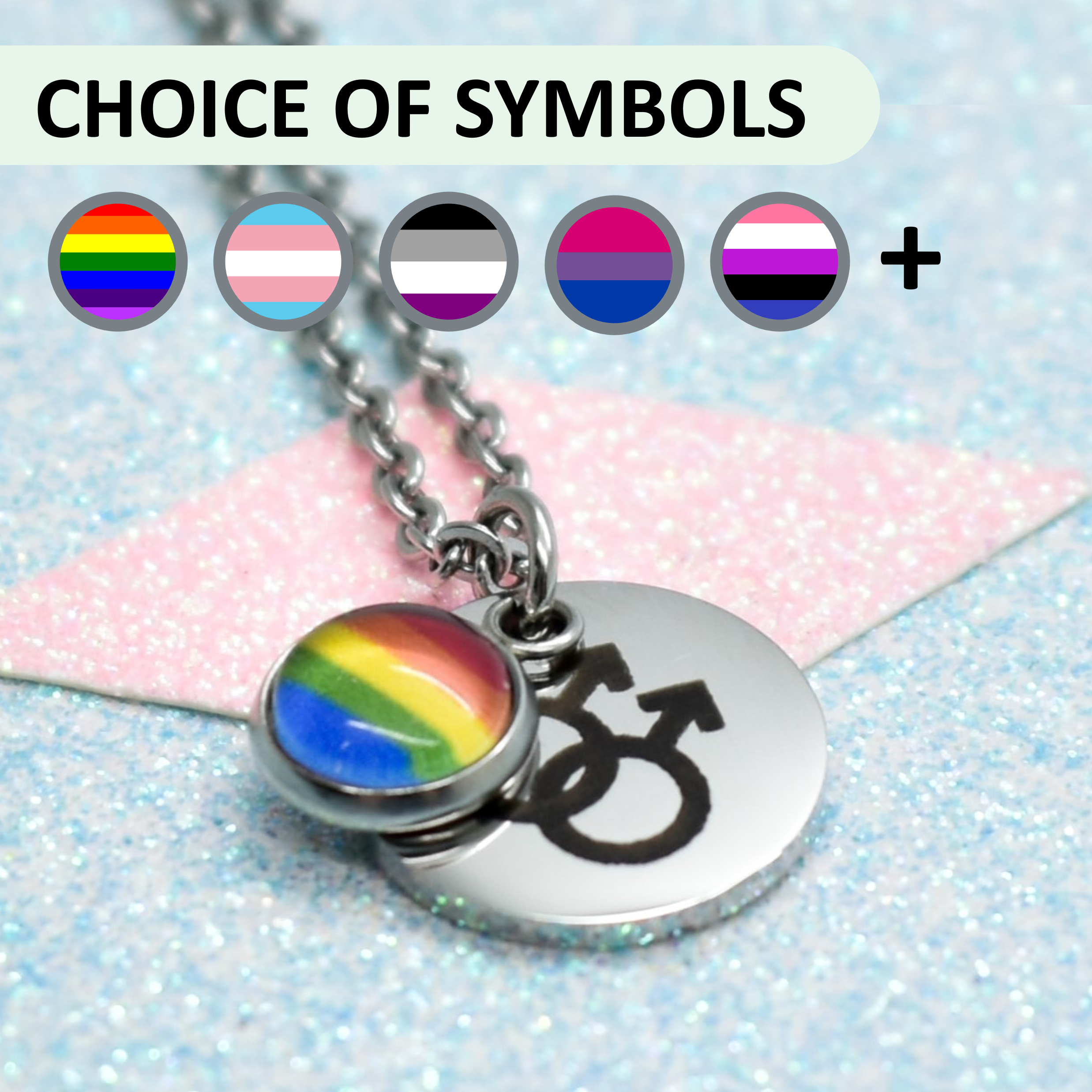 Minimalist Pride Symbol Necklace - Choice of Identities