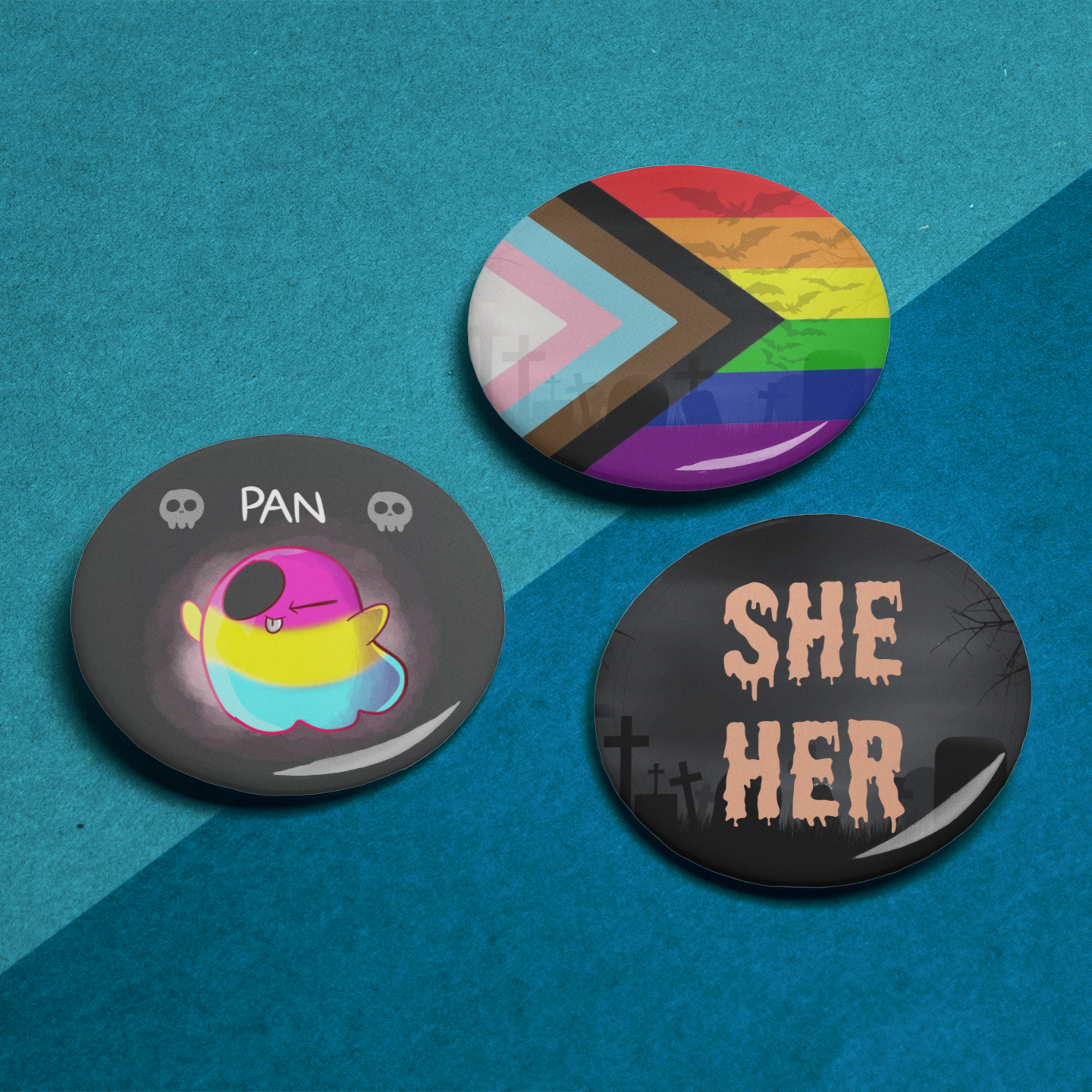 Cute Spooky Pansexual Pride Pin Badge Set