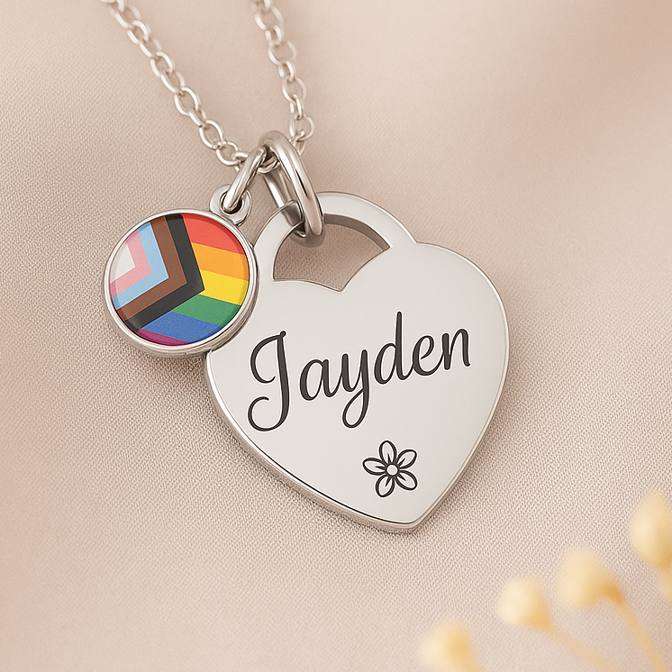 From the Heart, Personalised Pride Flag LGBTQ+ Necklace