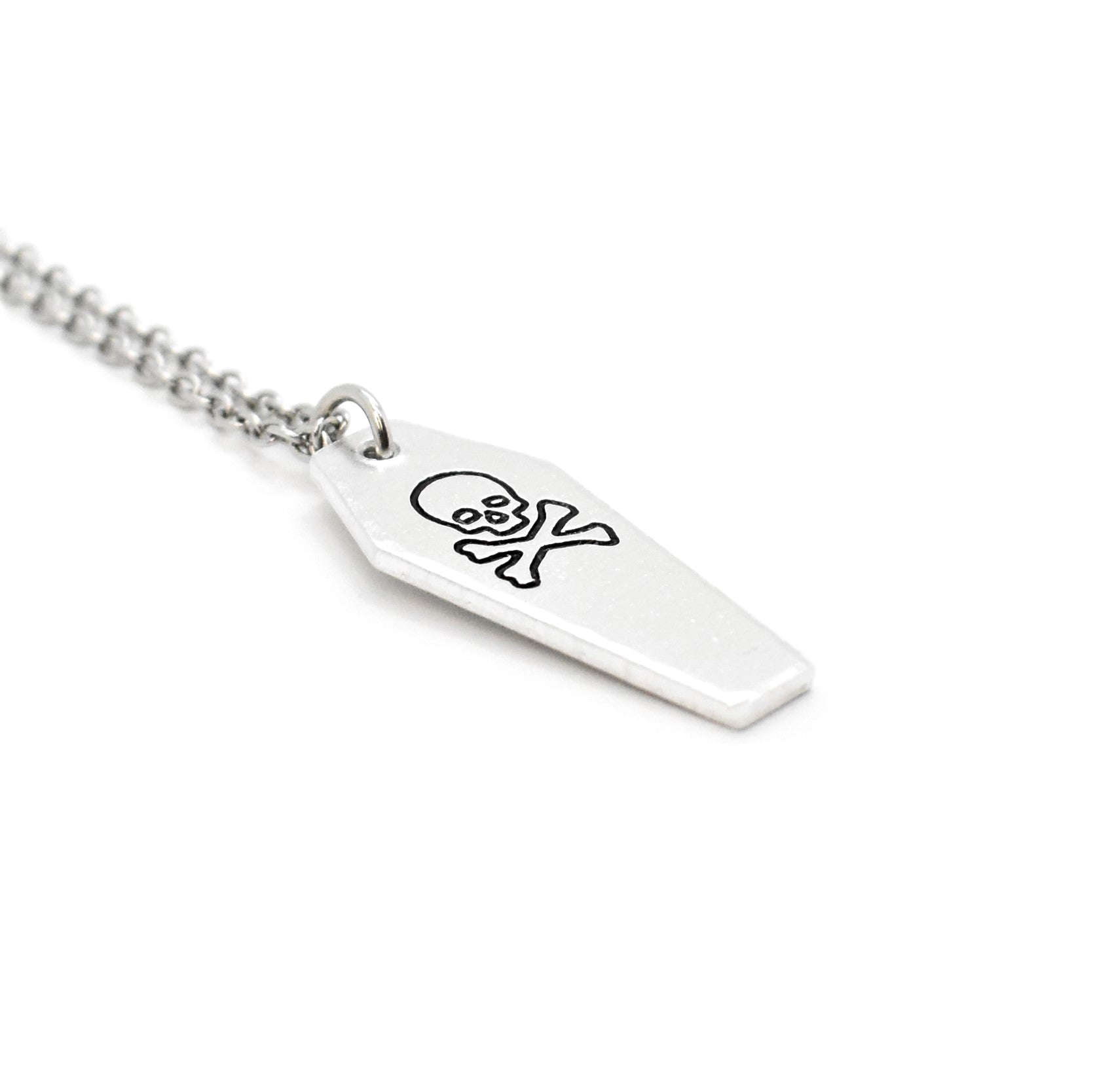 Macabre, Skull and Bones Coffin Necklace