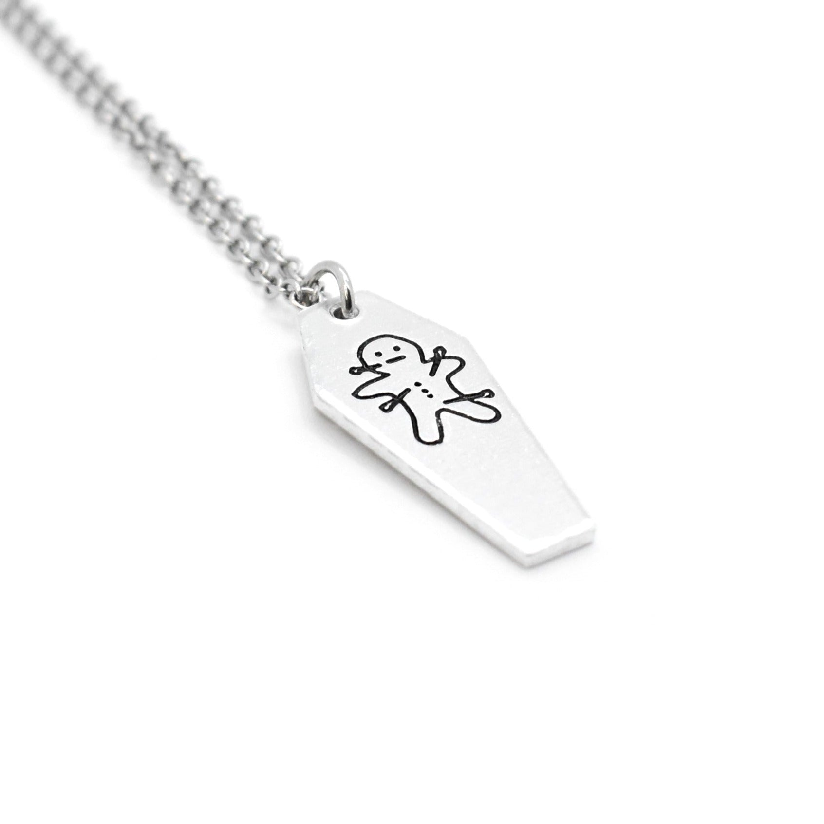 Macabre, Cursed Voodoo Doll Coffin Necklace