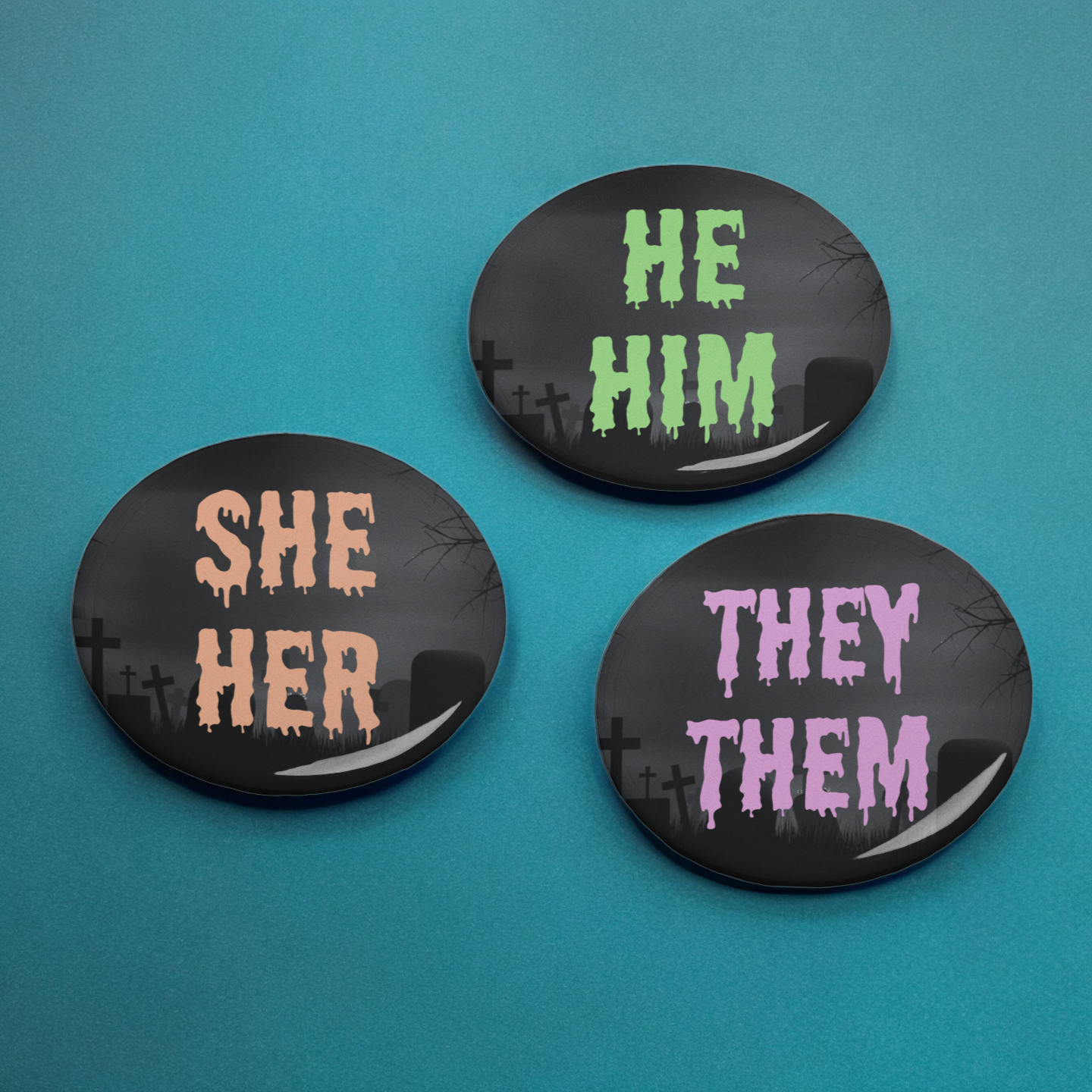 Cute Spooky Trans Pride Pin Badge Set