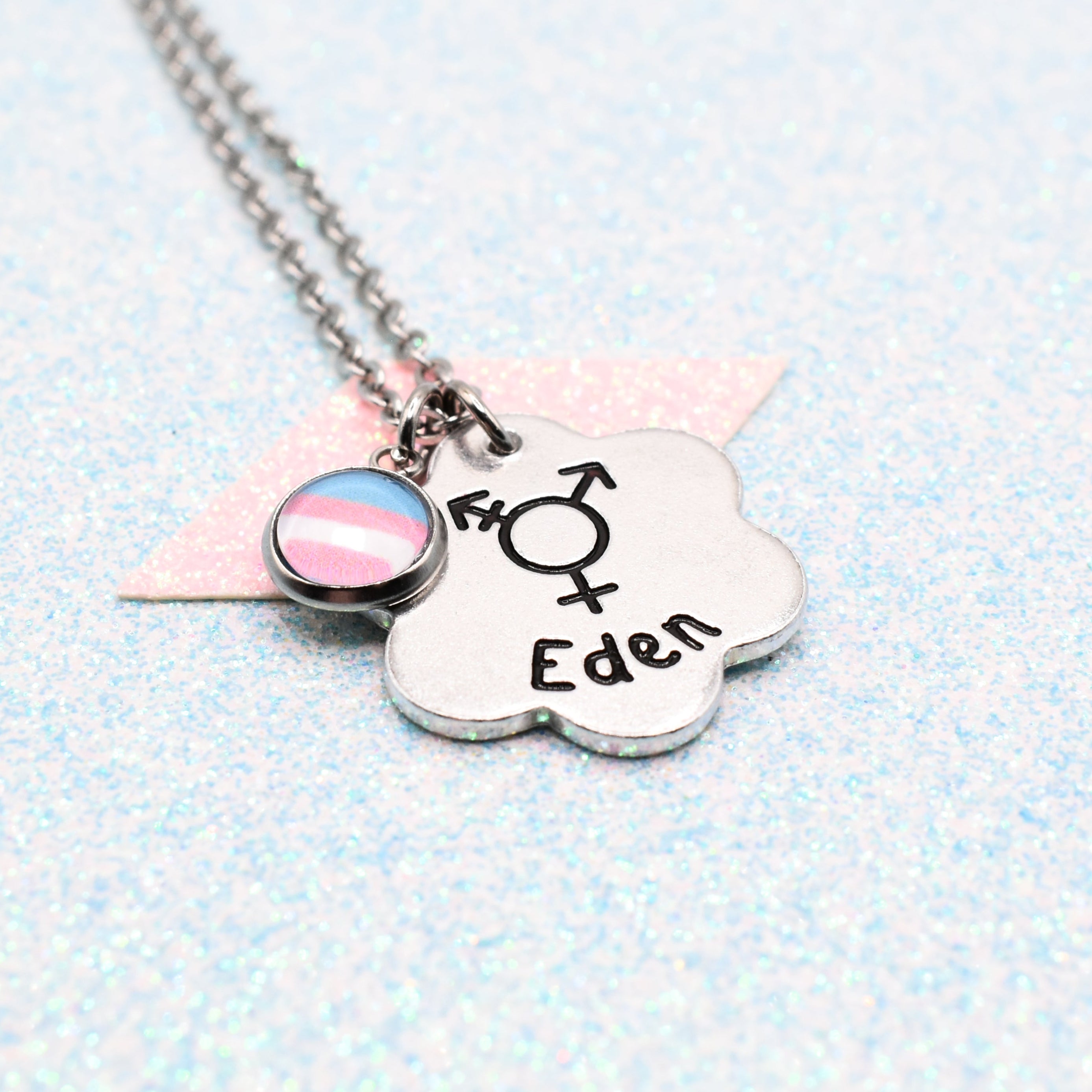 Rooted in Truth – Transgender Pride Flag Necklace with Personalisation