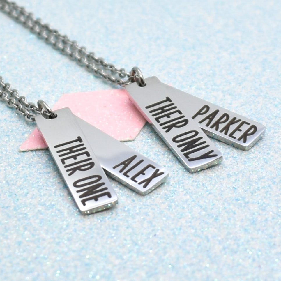 One and Only, Custom Couples Necklace Set - Personalise and add a Pride Flag