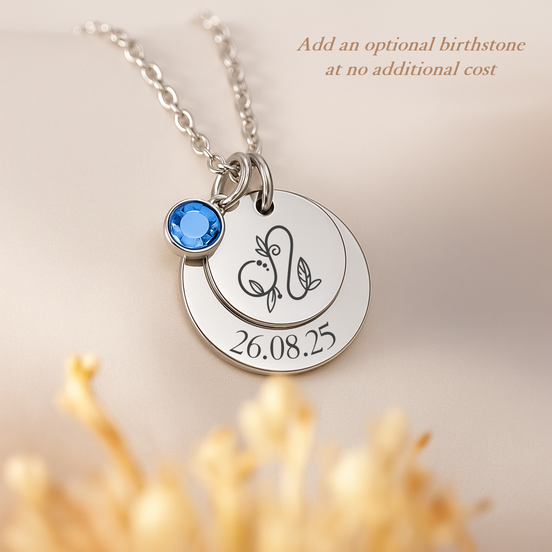 Personalised, Floral Zodiac Birthstone Necklace