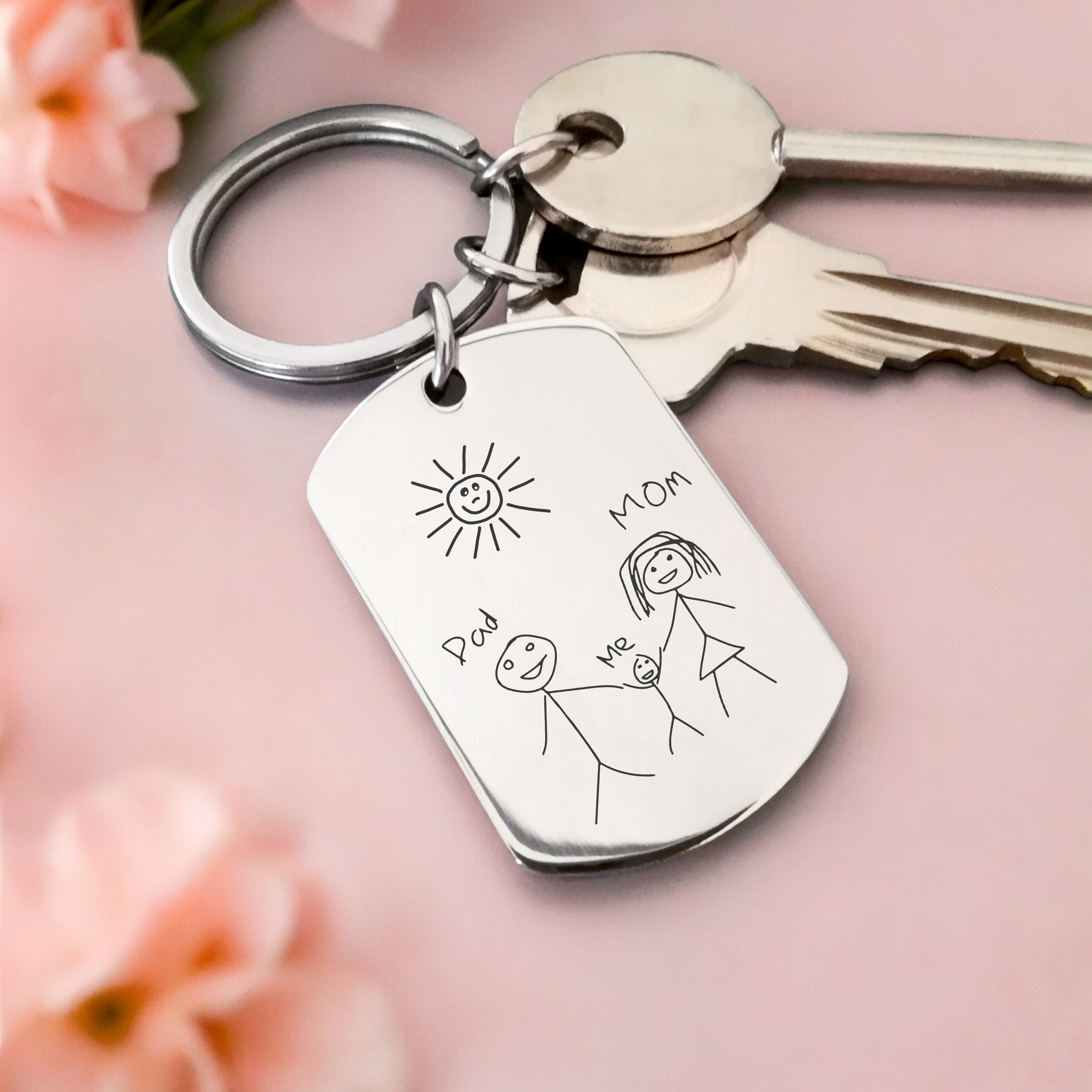 Children's, Actual Drawing, Personalised Key Ring