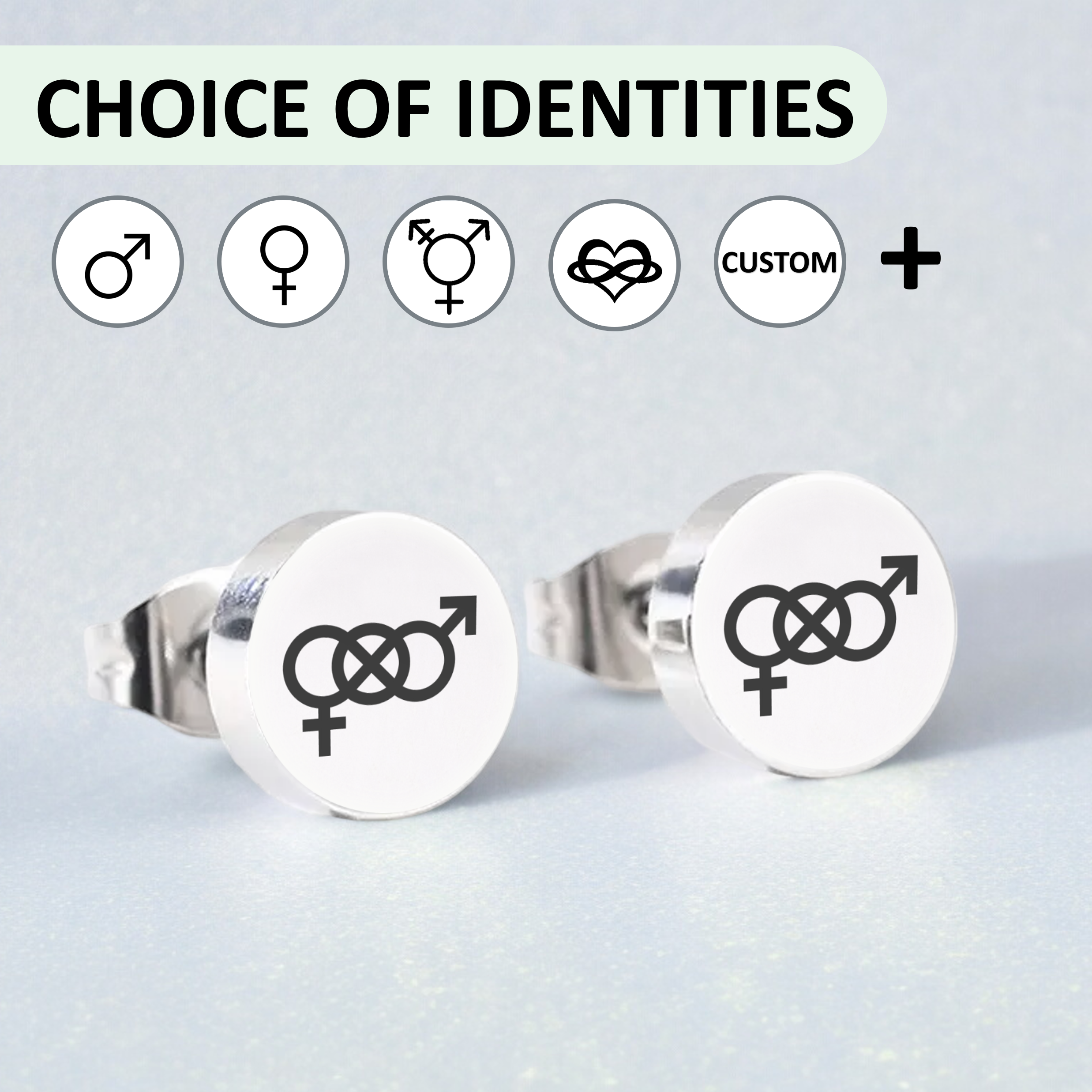Symbol Pride Stud Earrings - Choice of Identities