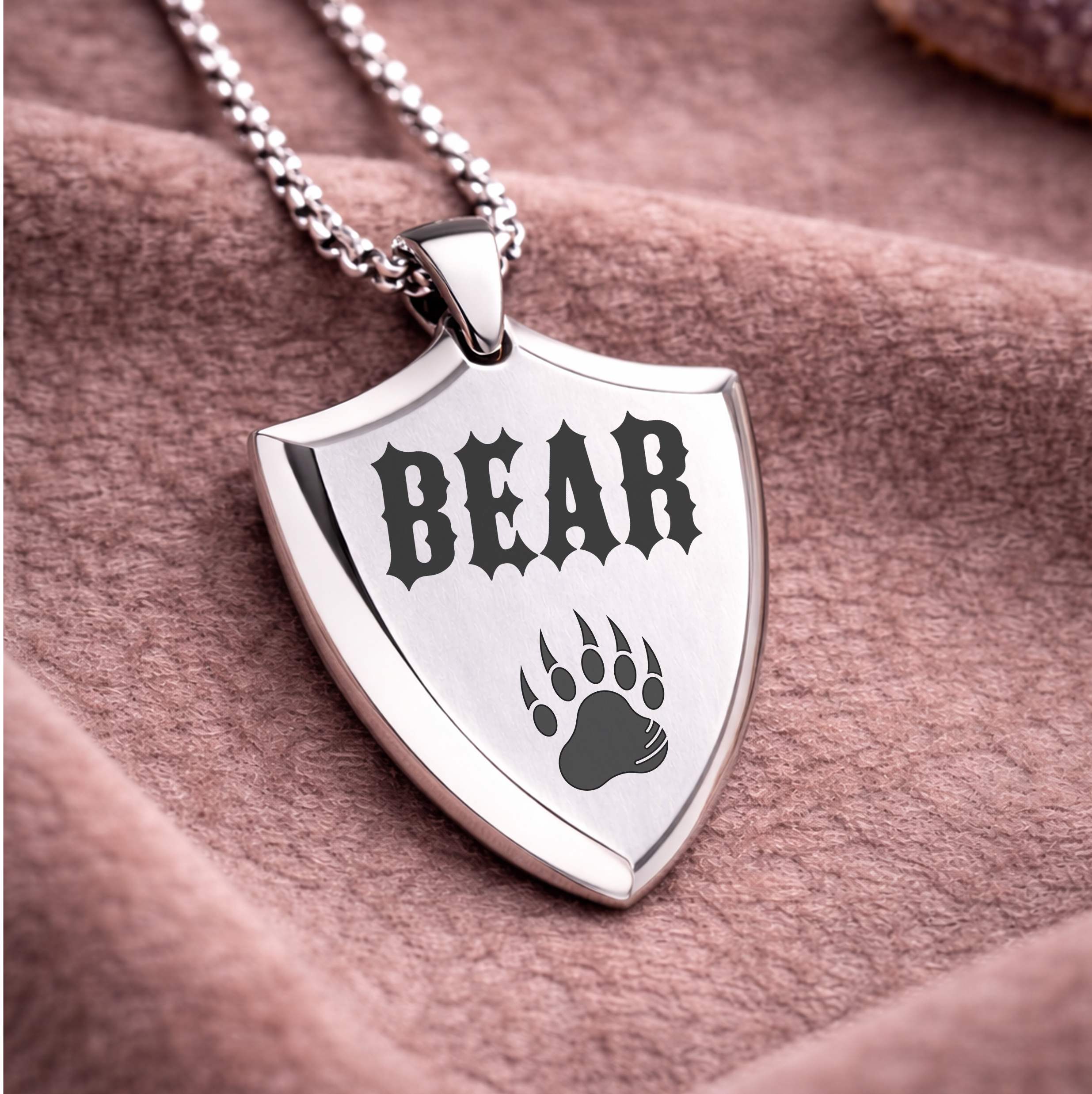 Custom Shield Pendant Necklace - Custom Symbol and Text - Single Pendant (Adult 18+)