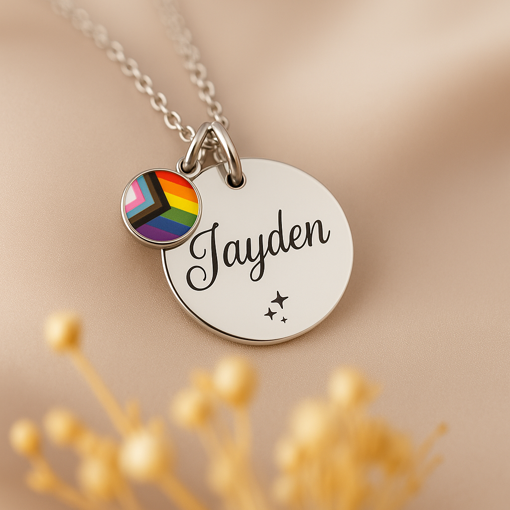 Soulful Personalised LGBTQ Pride Flag Necklace