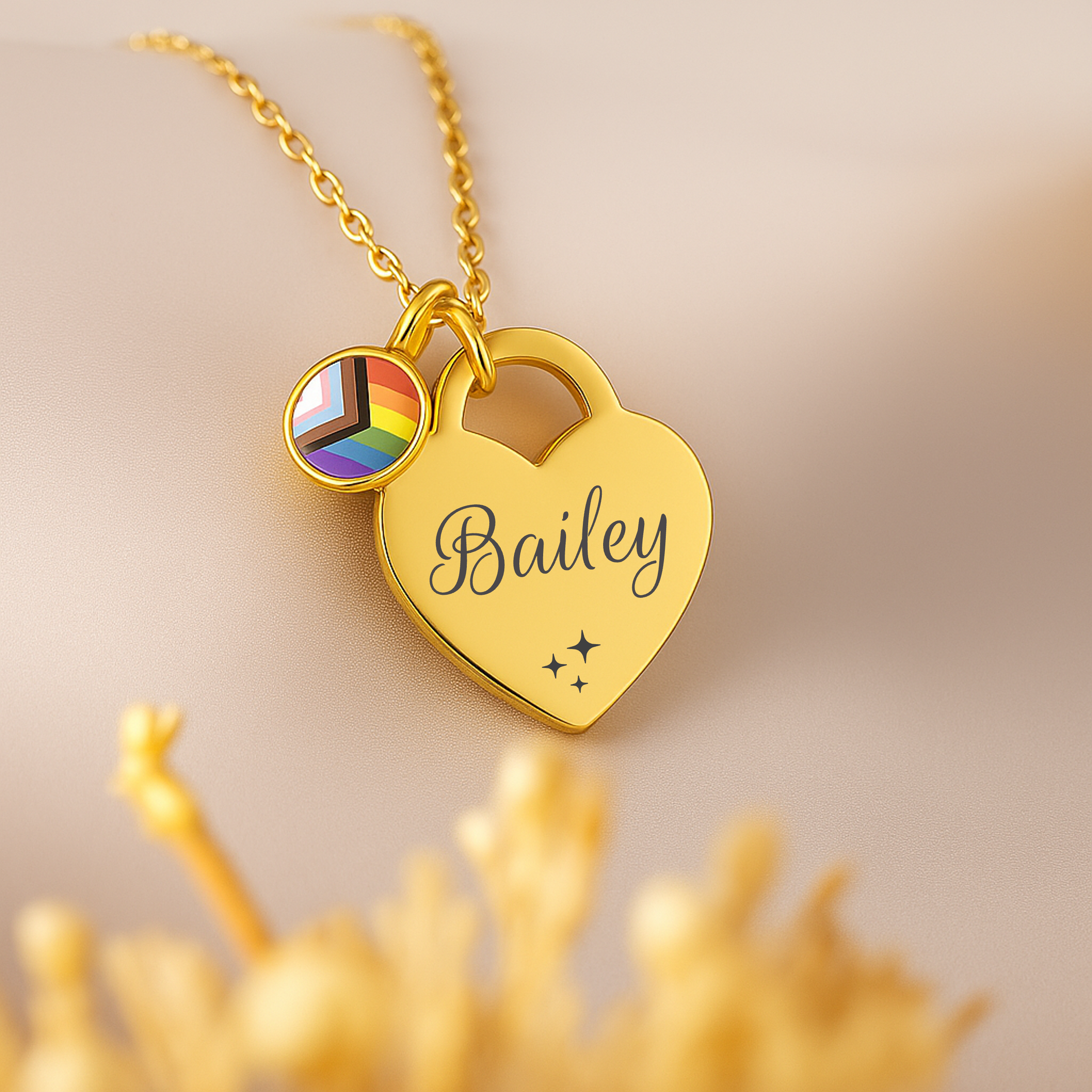 From the Heart, Personalised Pride Flag LGBTQ+ Necklace