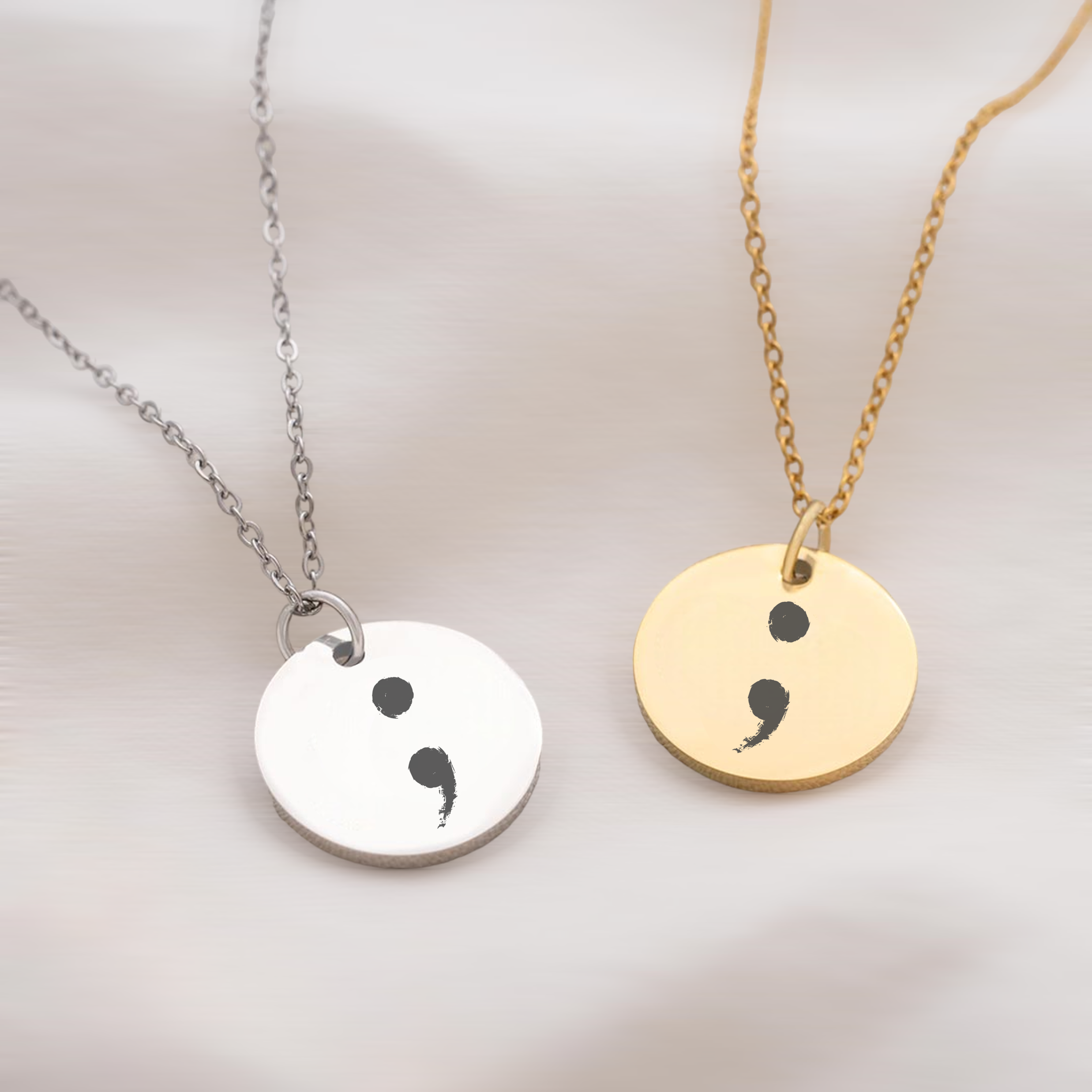 Minimalist, Mental Health, Semi Colon Awareness Necklace