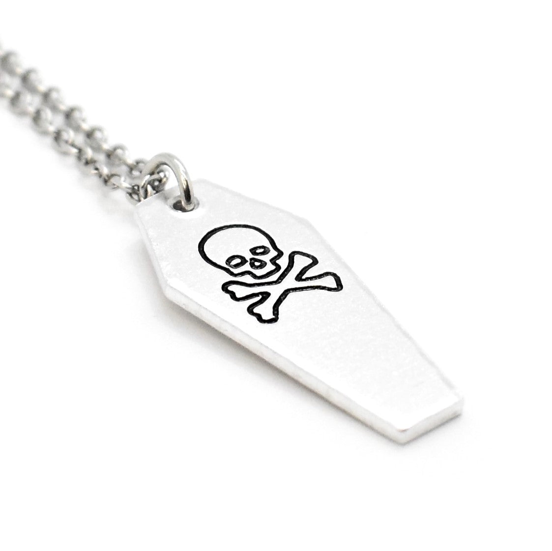 Macabre, Skull and Bones Coffin Necklace