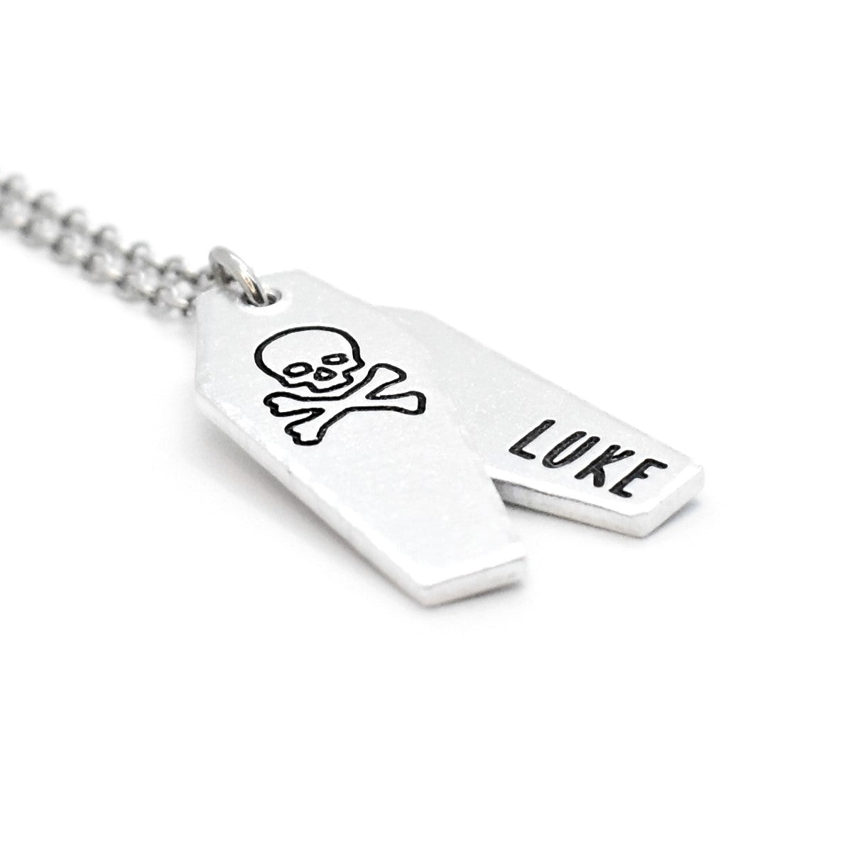 Cursed, Skull and Bones Coffin Necklace