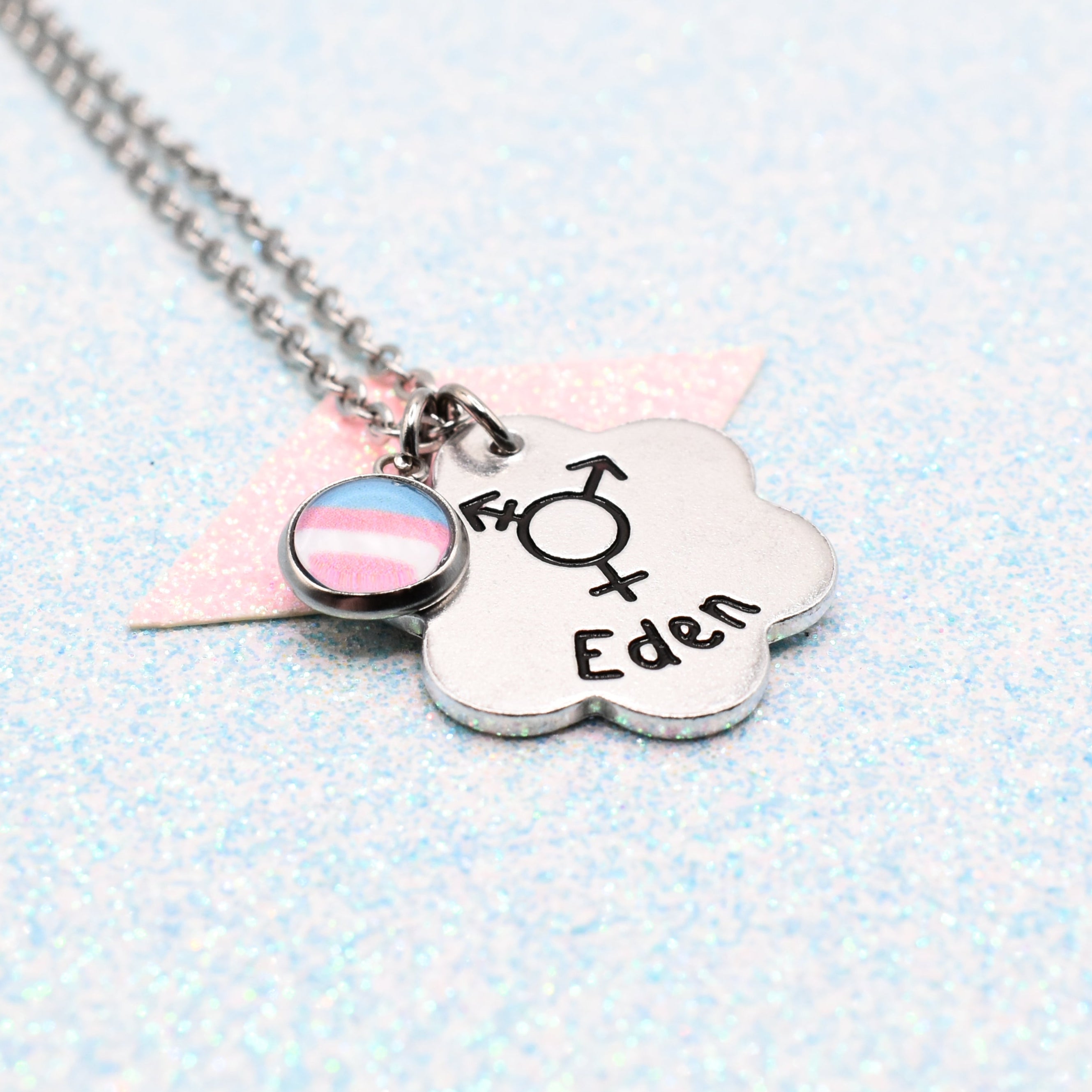Rooted in Truth – Transgender Pride Flag Necklace with Personalisation