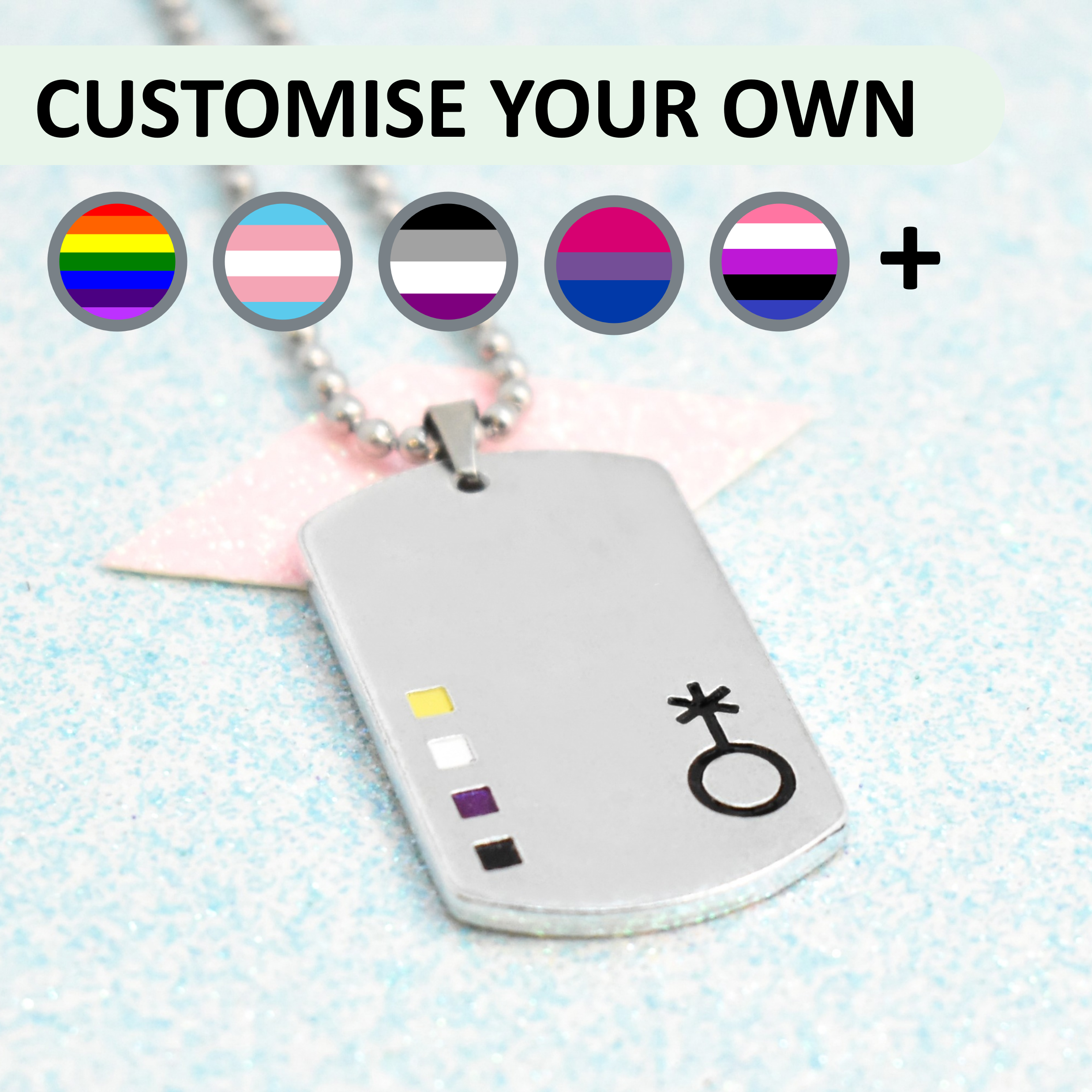 Symbolic Military Dog Tag Necklace - Choice of Pride Flags and Symbols
